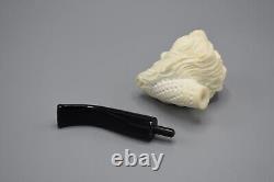 Roaring Lion Figure Pipe block Meerschaum Handmade New W Case#1466