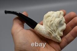 Roaring Lion Figure Pipe block Meerschaum Handmade New W Case#1466