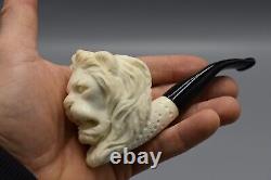 Roaring Lion Figure Pipe block Meerschaum Handmade New W Case#1466