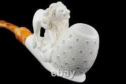 Roaring Lion Pipe By Cevher Ornate Bowl New Block Meerschaum Handmade W Case#117