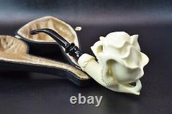 Rose In Eagle Claw Pipe By ALI New Block Meerschaum Handmade W Case-Stand#400