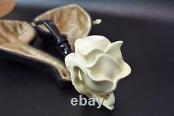 Rose In Eagle Claw Pipe By ALI New Block Meerschaum Handmade W Case-Stand#400