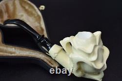 Rose In Eagle Claw Pipe By ALI New Block Meerschaum Handmade W Case-Stand#400