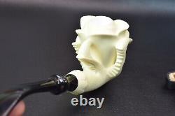 Rose In Eagle Claw Pipe By ALI New Block Meerschaum Handmade W Case-Stand#400