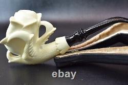 Rose In Eagle Claw Pipe By ALI New Block Meerschaum Handmade W Case-Stand#400