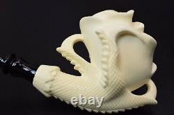 Rose In Eagle Claw Pipe By ALI New Block Meerschaum Handmade W Case-Stand#400