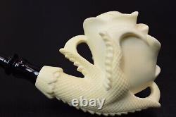 Rose In Eagle Claw Pipe By ALI New Block Meerschaum Handmade W Case-Stand#400