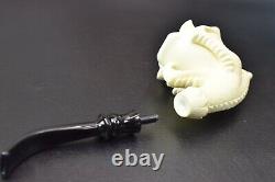 Rose In Eagle Claw Pipe By ALI New Block Meerschaum Handmade W Case-Stand#400