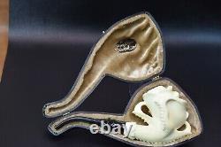Rose In Eagle Claw Pipe By ALI New Block Meerschaum Handmade W Case-Stand#400