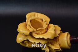 Rose In Lady Hand Pipe By S Yanik New Block Meerschaum Handmade W Case-Stand#140