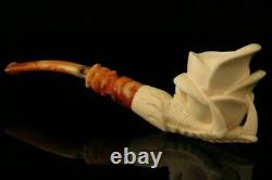 Rose in Claw Hand Carved Block Meerschaum Pipe with custom case 11712