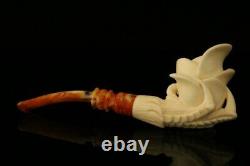 Rose in Claw Hand Carved Block Meerschaum Pipe with custom case 11712
