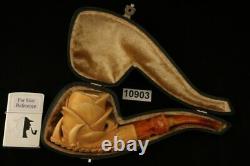 Rose in Claw Hand Made Block Meerschaum Pipe with custom CASE 10903
