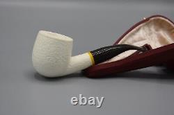 Rustic Fat Bent Pot Pipe 9 MM Filter BLOCK MEERSCHAUM-NEW-HANDCARVED W Case#284