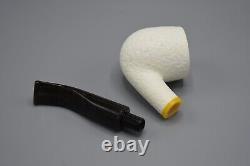 Rustic Fat Bent Pot Pipe 9 MM Filter BLOCK MEERSCHAUM-NEW-HANDCARVED W Case#284