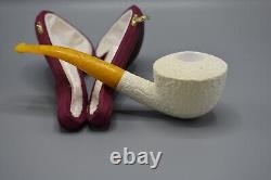 Rustic Fat Dublin Pipe new-block Meerschaum Handmade Case#836