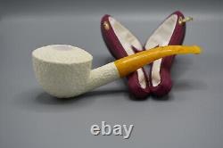 Rustic Fat Dublin Pipe new-block Meerschaum Handmade Case#836