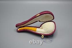 Rustic Fat Dublin Pipe new-block Meerschaum Handmade Case#836