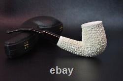 Rusticated Bent Pipe BLOCK MEERSCHAUM-NEW-HAND CARVED W Case#299