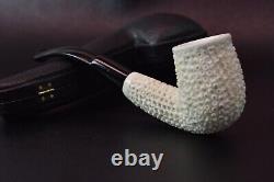 Rusticated Bent Pipe BLOCK MEERSCHAUM-NEW-HAND CARVED W Case#299