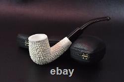 Rusticated Bent Pipe BLOCK MEERSCHAUM-NEW-HAND CARVED W Case#299