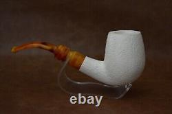 Rusticated Finish Bent Egg Pipe new-block Meerschaum Handmade With Case#1207