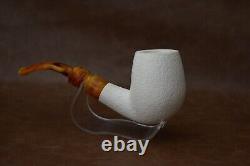 Rusticated Finish Bent Egg Pipe new-block Meerschaum Handmade With Case#1207