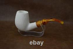 Rusticated Finish Bent Egg Pipe new-block Meerschaum Handmade With Case#1207