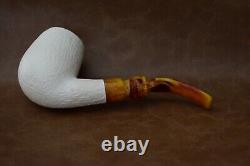 Rusticated Finish Bent Egg Pipe new-block Meerschaum Handmade With Case#1207