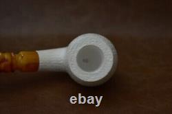 Rusticated Finish Bent Egg Pipe new-block Meerschaum Handmade With Case#1207