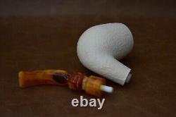 Rusticated Finish Bent Egg Pipe new-block Meerschaum Handmade With Case#1207