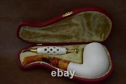 Rusticated Finish Bent Egg Pipe new-block Meerschaum Handmade With Case#1207