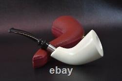 SMOOTH Horn Pipe By MUHSIN New Block Meerschaum Handmade W Case#325