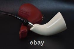 SMOOTH Horn Pipe By MUHSIN New Block Meerschaum Handmade W Case#325