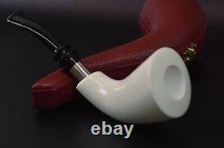 SMOOTH Horn Pipe By MUHSIN New Block Meerschaum Handmade W Case#325