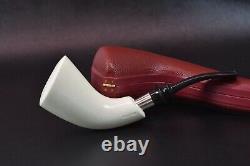 SMOOTH Horn Pipe By MUHSIN New Block Meerschaum Handmade W Case#325