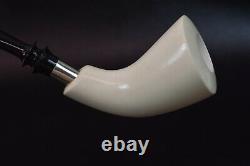 SMOOTH Horn Pipe By MUHSIN New Block Meerschaum Handmade W Case#325