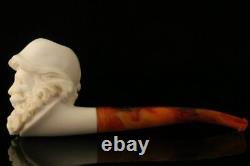 Santa Claus Hand Carved Block Meerschaum Pipe with custom CASE 11398