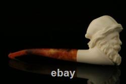 Santa Claus Hand Carved Block Meerschaum Pipe with custom CASE 11398