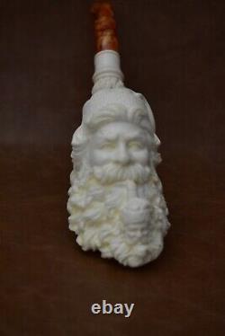 Santa Smoking Himself Pipe By Erdogan Handmade Block Meerschaum-NEW W CASE#1592