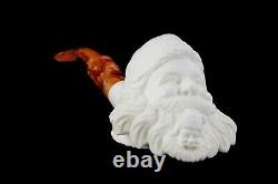 Santa Smoking Himself Pipe By Erdogan Handmade Block Meerschaum-NEW W CASE#835