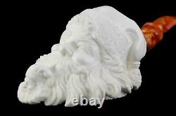 Santa Smoking Himself Pipe By Erdogan Handmade Block Meerschaum-NEW W CASE#835