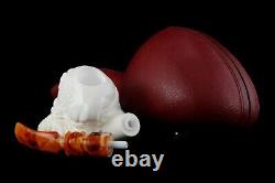 Santa Smoking Himself Pipe By Erdogan Handmade Block Meerschaum-NEW W CASE#835