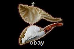 Santa Smoking Himself Pipe By Erdogan Handmade Block Meerschaum-NEW W CASE#835