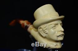 Sherlock Holmes And Dr. Watson pipes New Block Meerschaum Handmade W Case#762