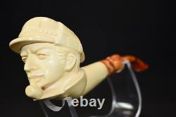 Sherlock Holmes &Dr Watson pipes New Handmade Block Meerschaum W Case#568