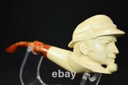 Sherlock Holmes &Dr Watson pipes New Handmade Block Meerschaum W Case#568