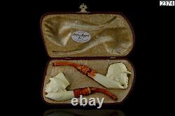 Sherlock Holmes figure&Dr Watson pipes New Handmade Block Meerschaum W Case#918