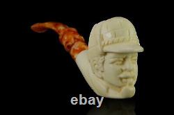 Sherlock Holmes figure&Dr Watson pipes New Handmade Block Meerschaum W Case#918