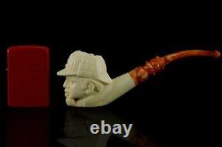 Sherlock Holmes figure&Dr Watson pipes New Handmade Block Meerschaum W Case#918